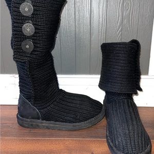 UGG AUSTRALIA Boots Women's Size 7 Black Knit Sweater Classic Cardy 5819